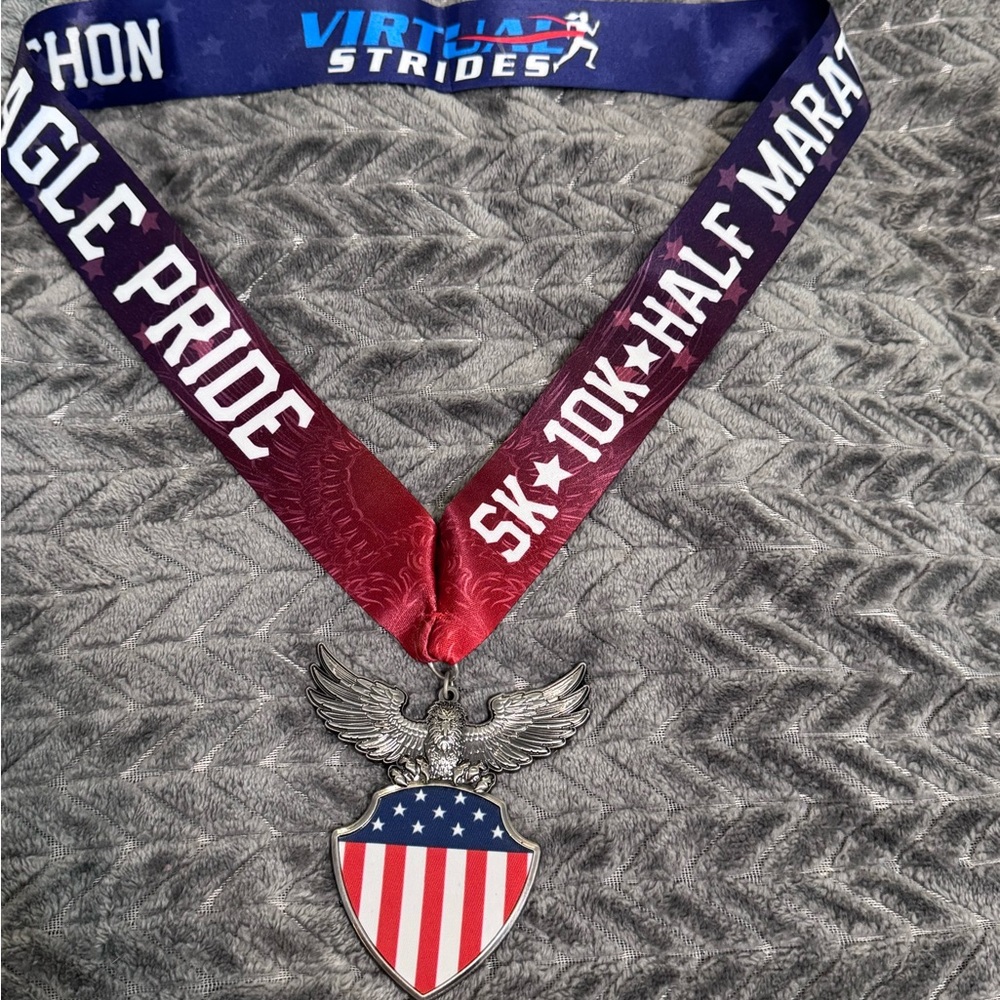 Eagle Pride- Virtual Strides Medal- Red, Blue, Silver